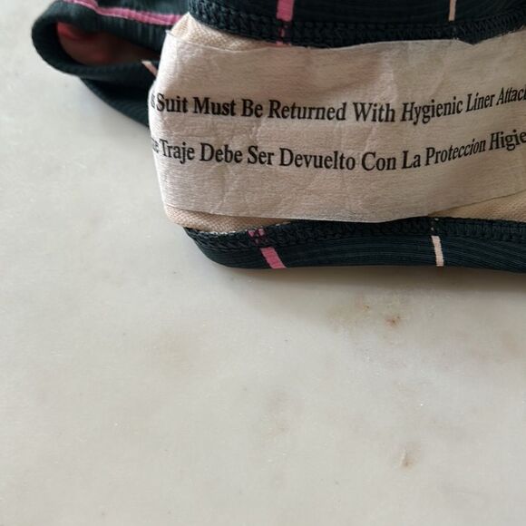 Kona Sol gray and pink stripe one piece bathing suit size SMALL NEW - Picture 6 of 9